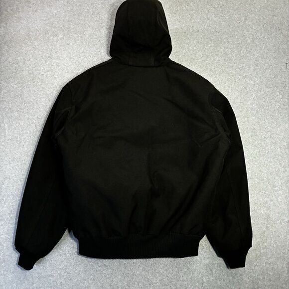 Carhartt Jacket Men’s M Black Duck Quilted Lined Workwear Hooded Heavy Duty - Picture 8 of 9